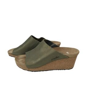 Papillio by Birkenstock Namica Wedge Slides Suede Leather Metallic 40/9 Womens